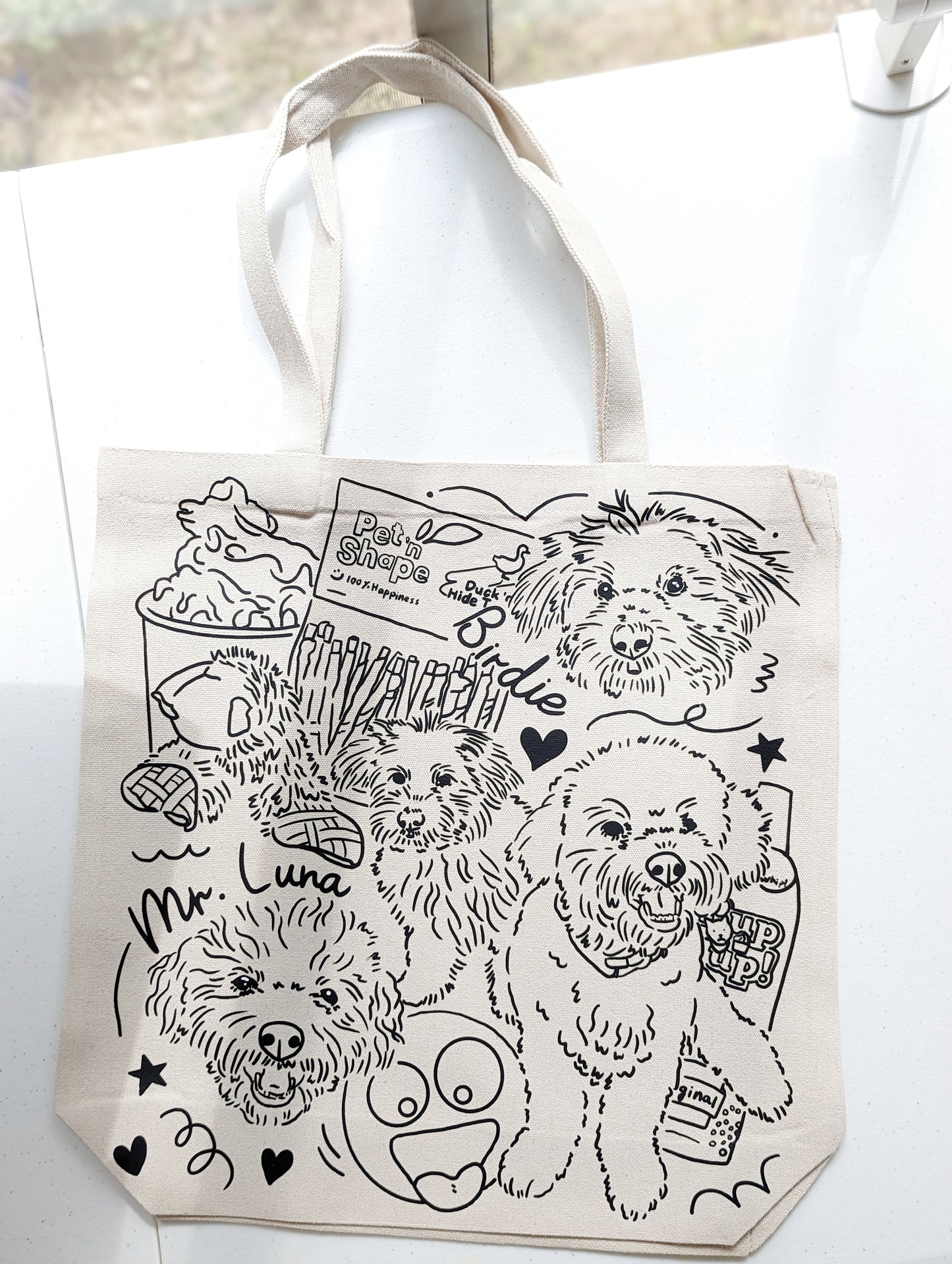Custom Pet Tote Bag – Hand-Drawn Pet Illustration