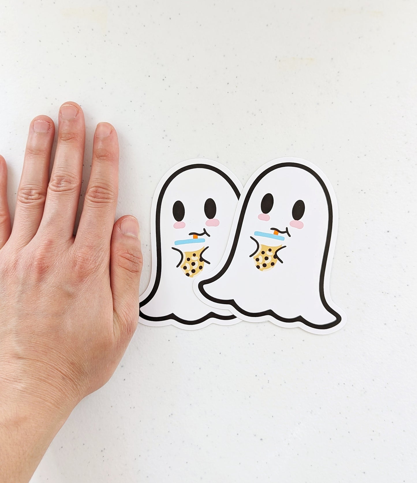 Ghost Drinking Boba Tea Sticker
