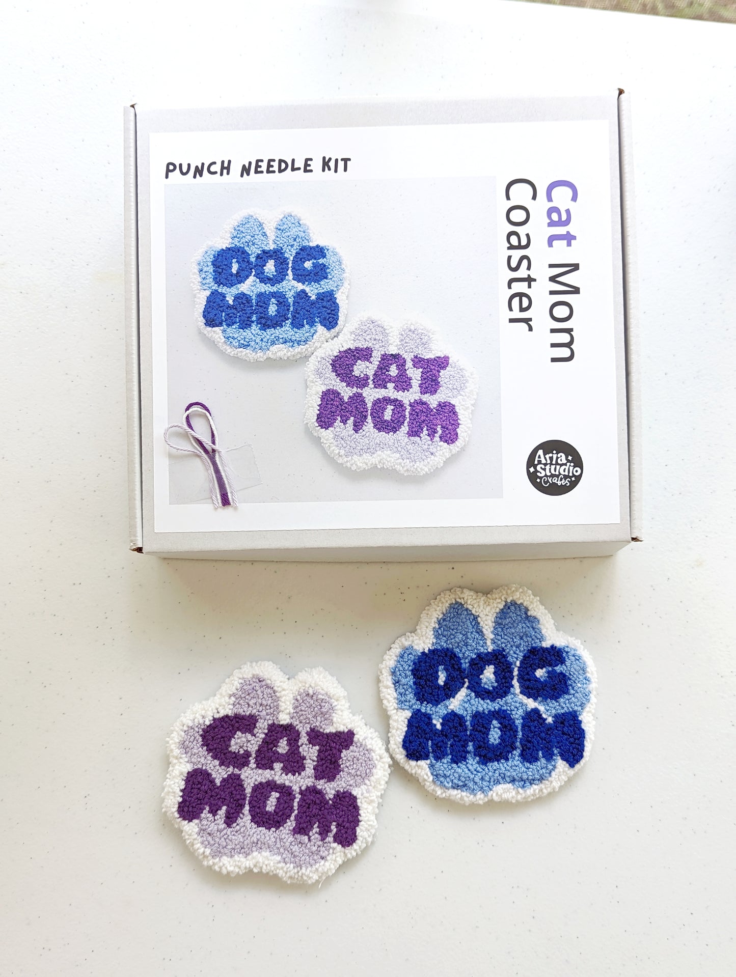 Pet mom coaster DIY_Punch needle kit