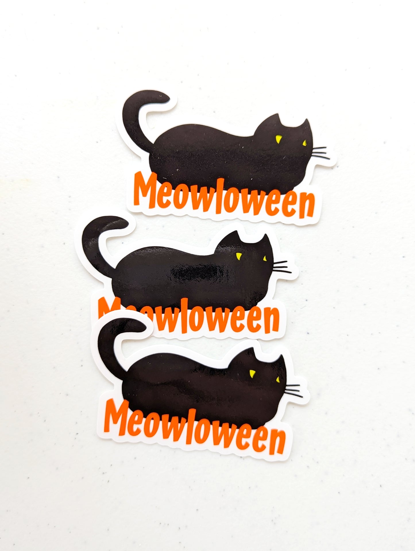 Black Cat “Meowloween” Sticker – Cute Halloween Cat Sticker