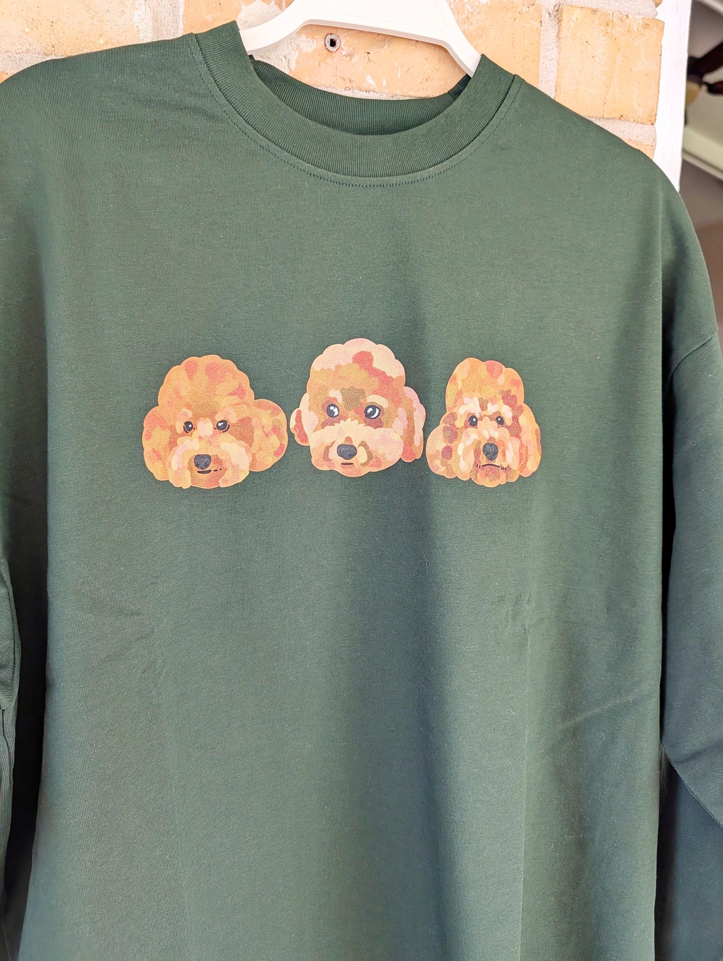 Custom Pet Portrait Winter Sweatshirt and Long Sleeve T-Shirt