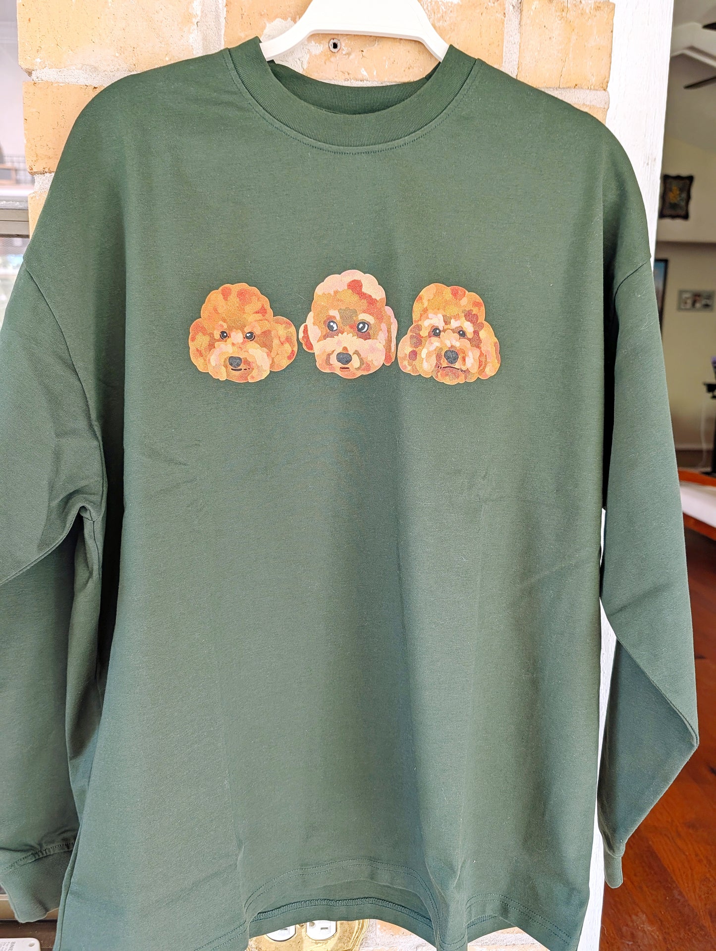 Custom Pet Portrait Winter Sweatshirt and Long Sleeve T-Shirt