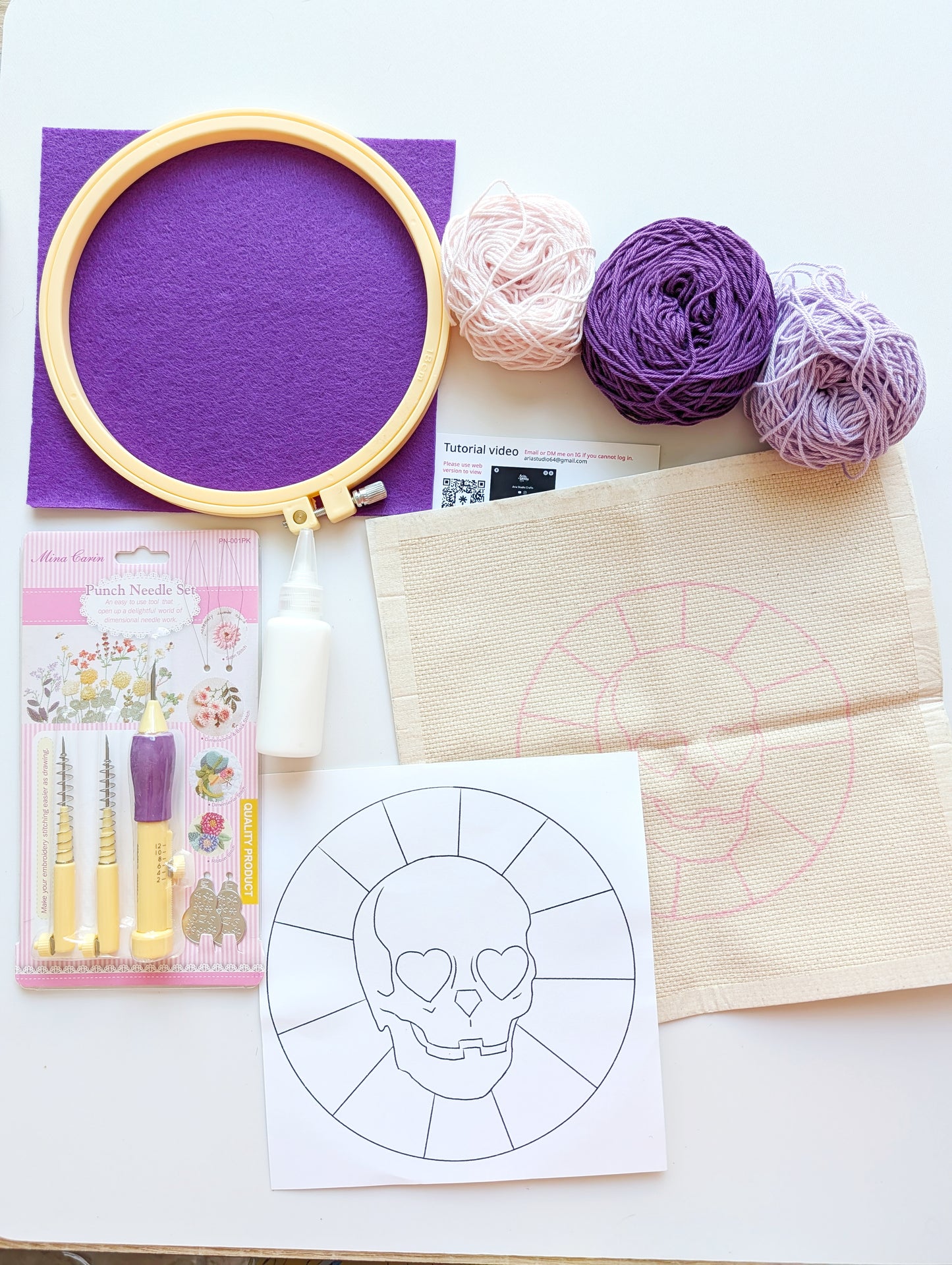 Large Skull Punch Needle Kit