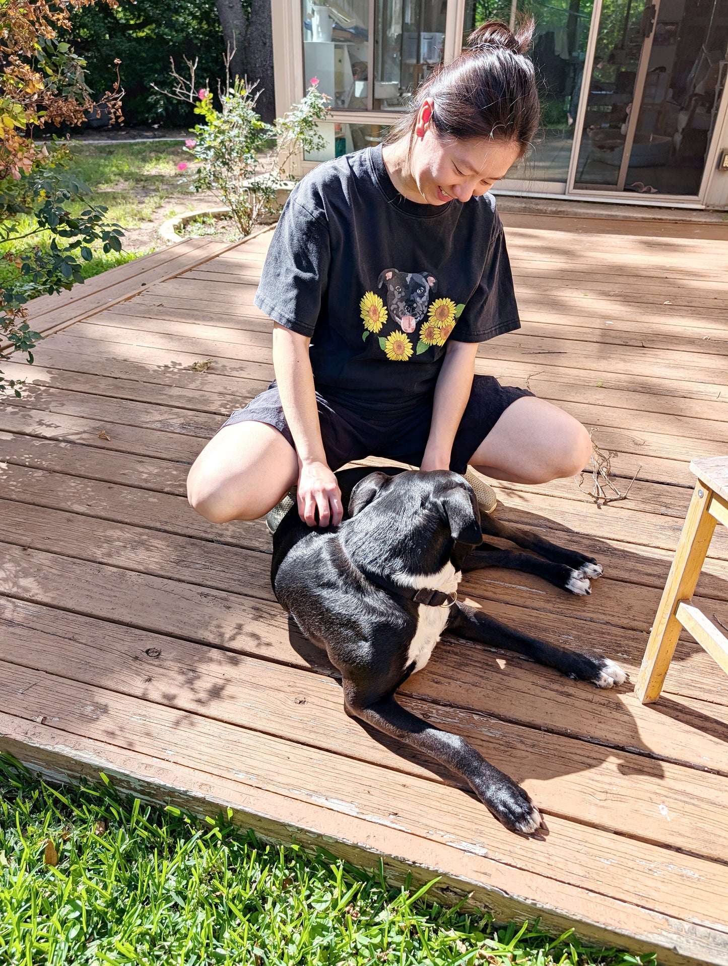 Custom pet portrait Summer florals T- shirt