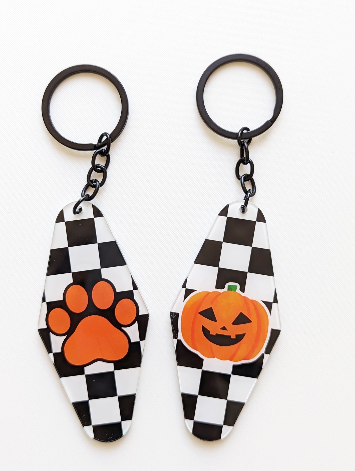 Halloween Plaid Paws Acrylic Keychain