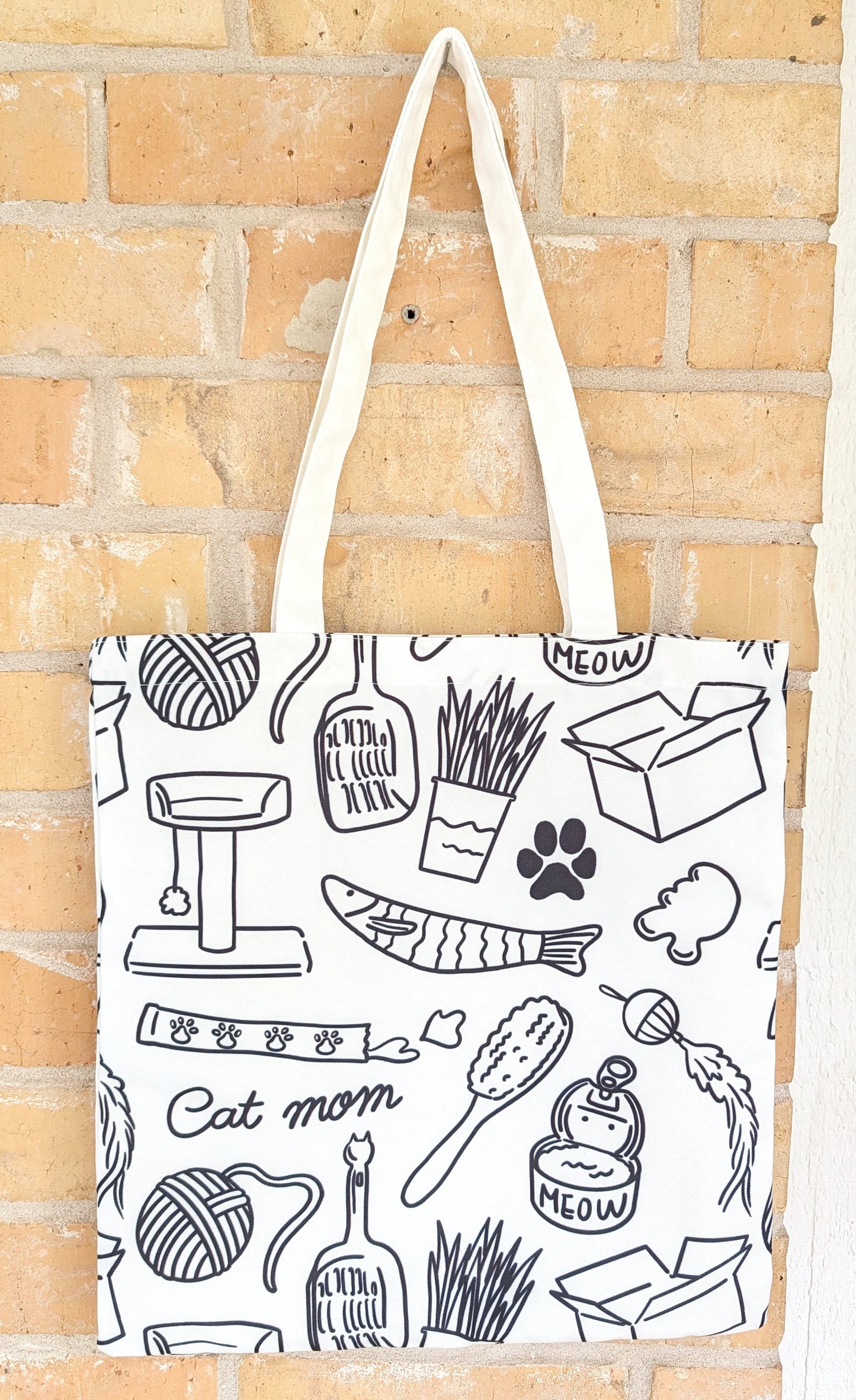 Pet Lover Pattern Tote Bag – Illustrated Dog & Cat Everyday Essentials