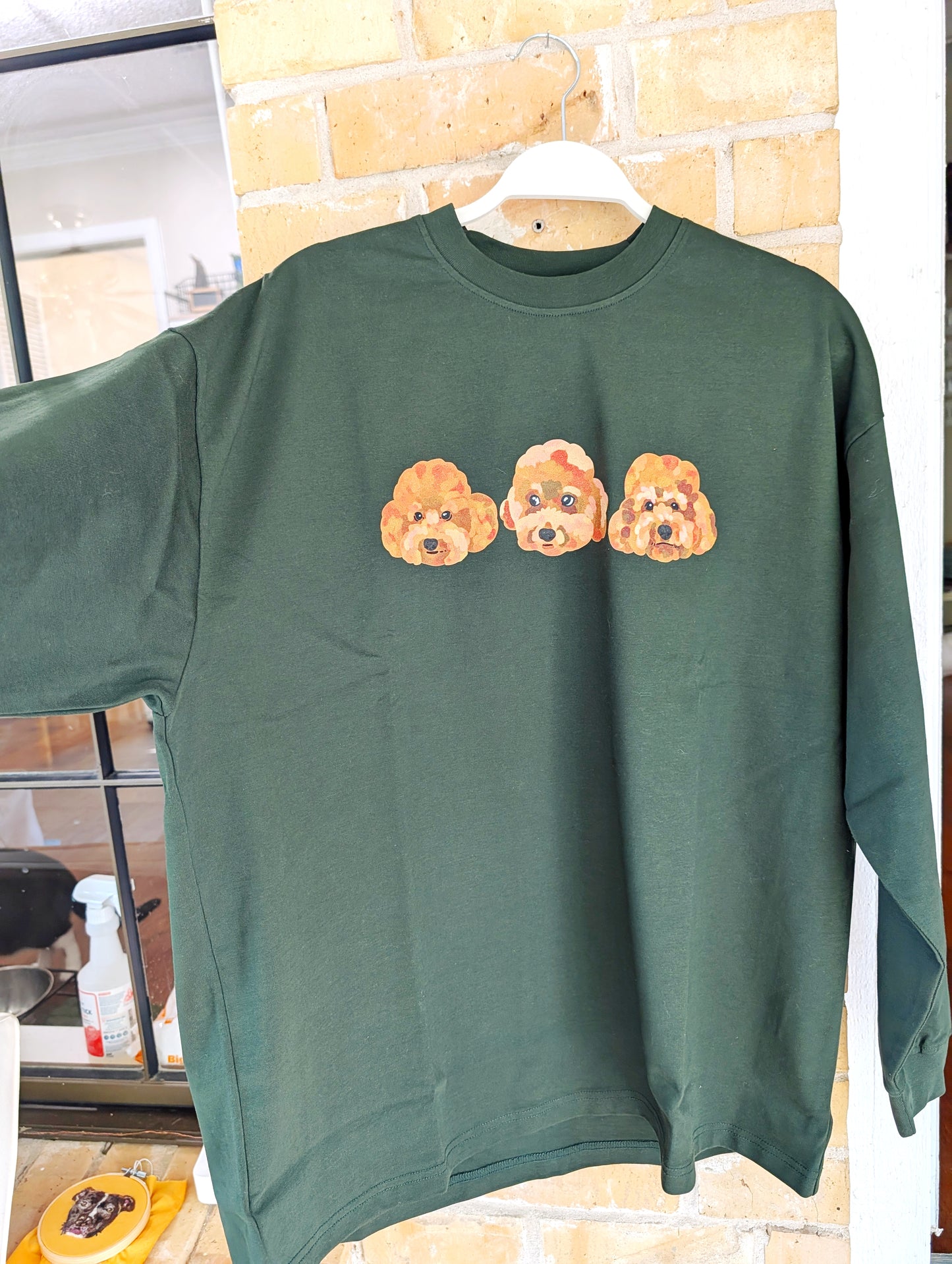 Custom Pet Portrait Winter Sweatshirt and Long Sleeve T-Shirt