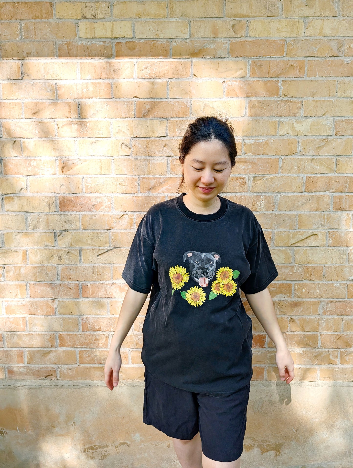 Custom pet portrait Summer florals T- shirt