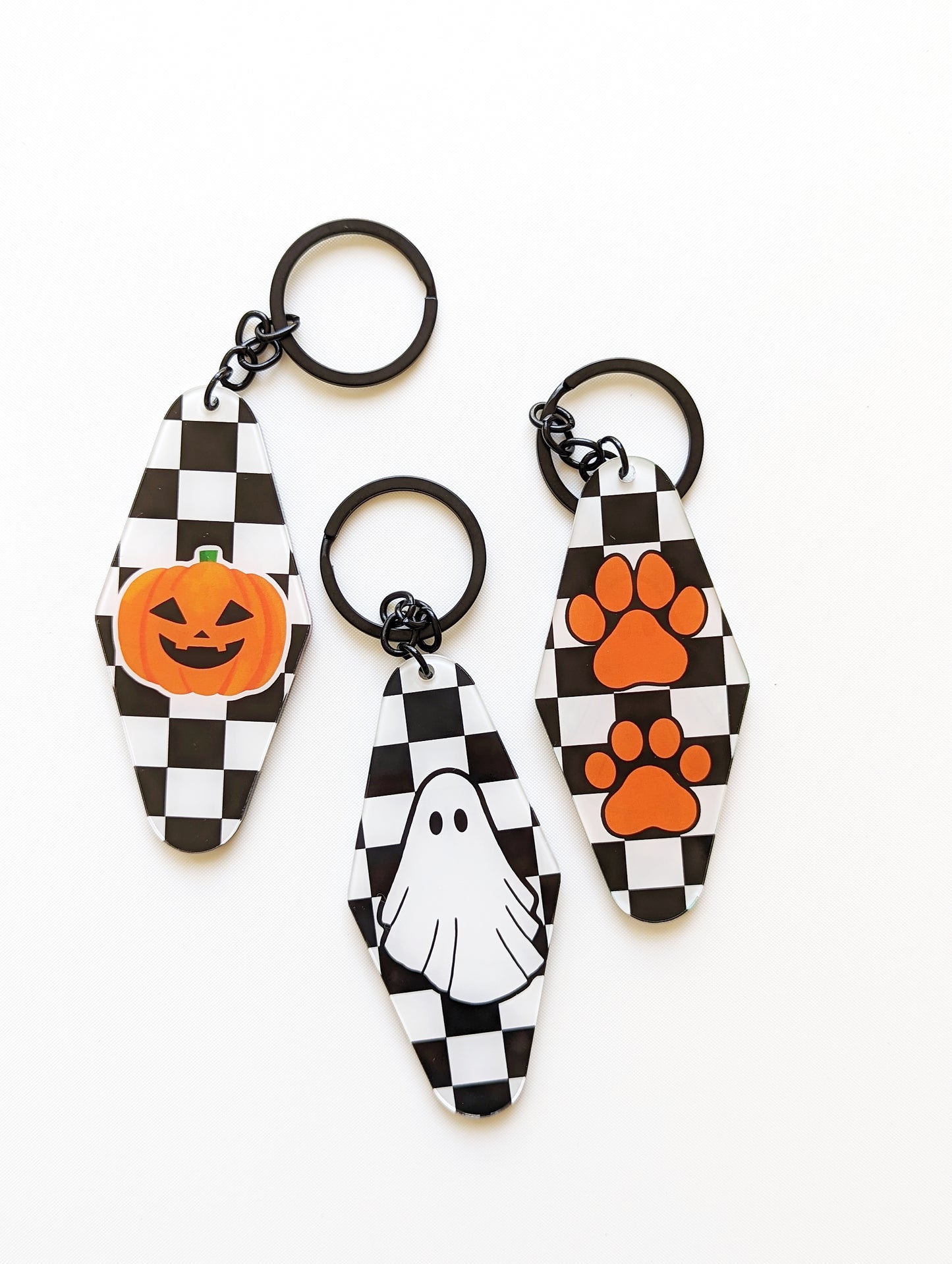 Halloween Plaid Paws Acrylic Keychain