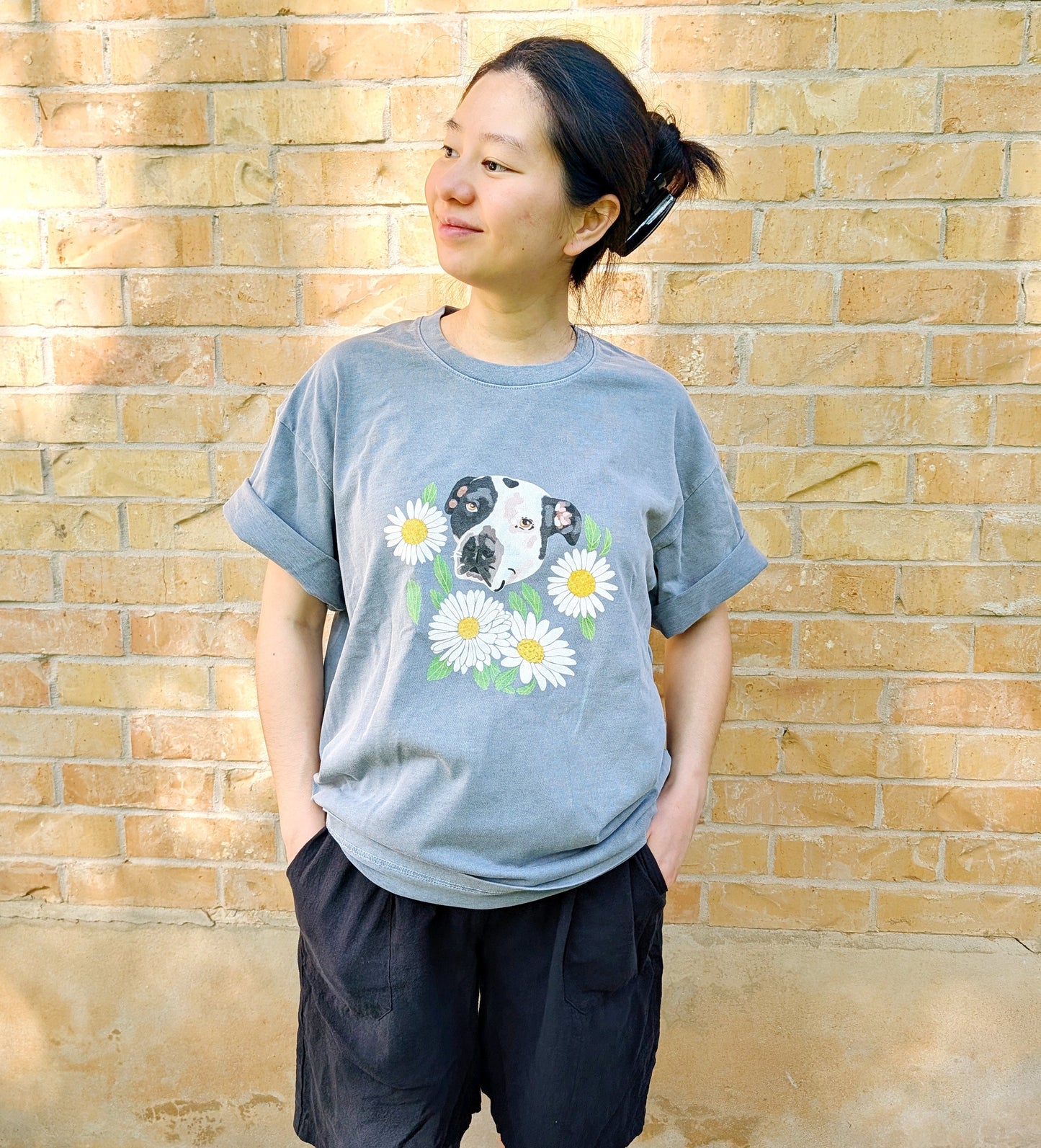 Custom pet portrait Summer florals T- shirt