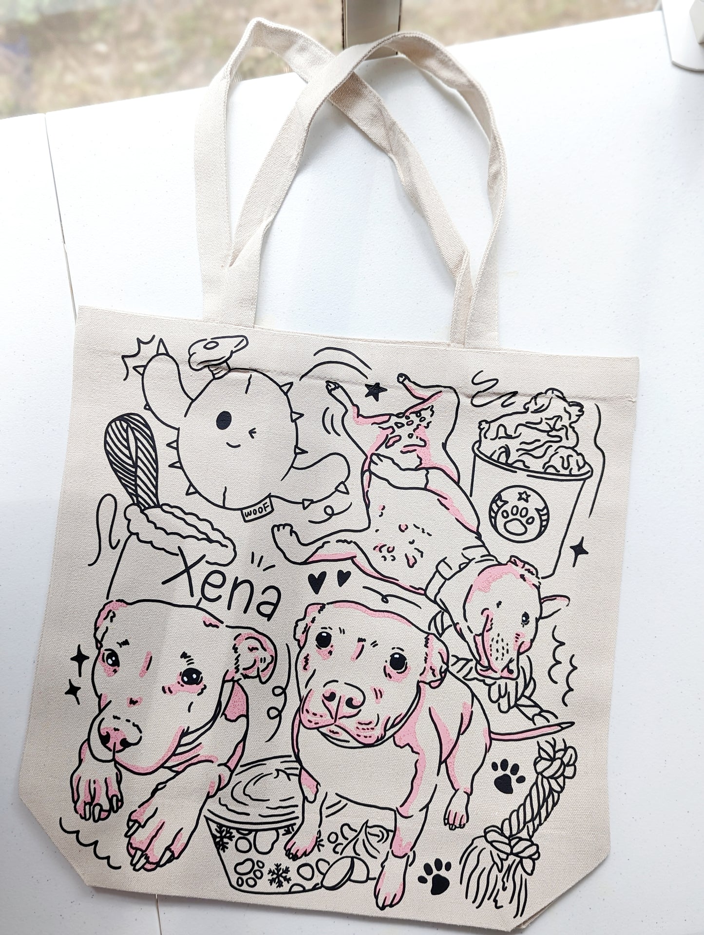 Custom Pet Tote Bag – Hand-Drawn Pet Illustration