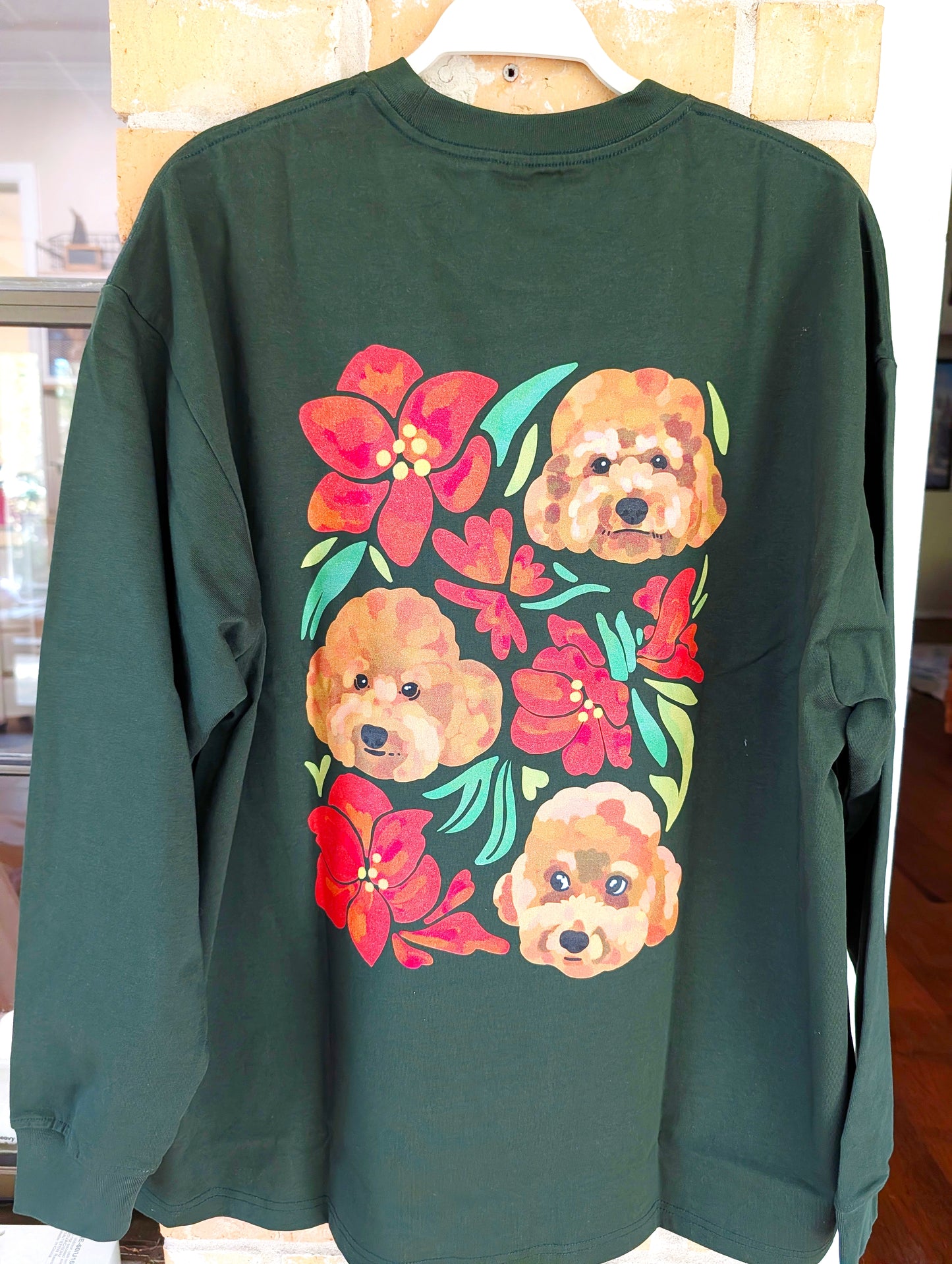 Custom Pet Portrait Winter Sweatshirt and Long Sleeve T-Shirt