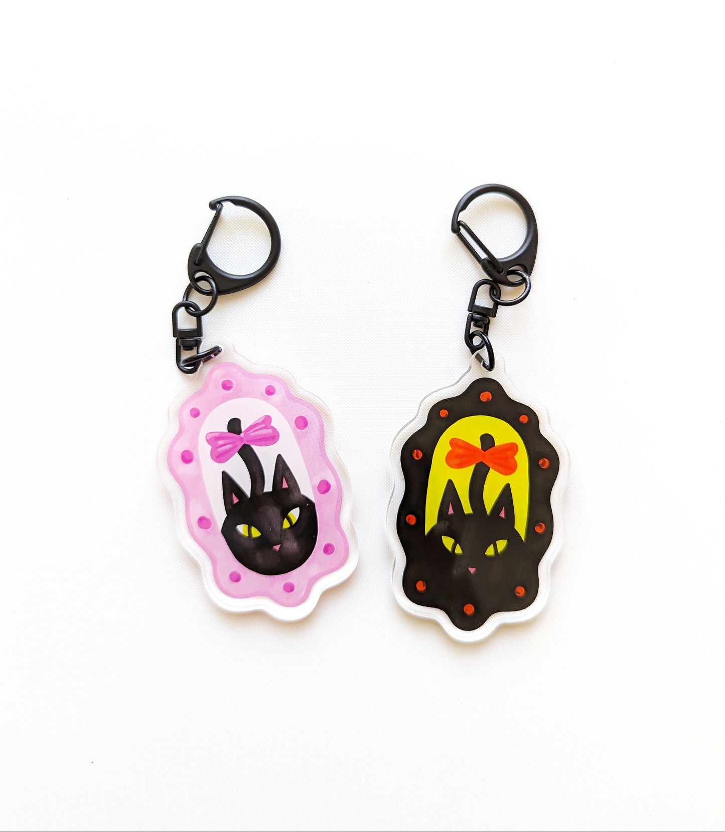 Black Cat Mirror Acrylic Keychain Set