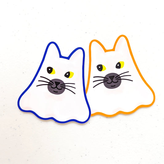 Cute Ghost Cat Sticker – Spooky Halloween Sticker