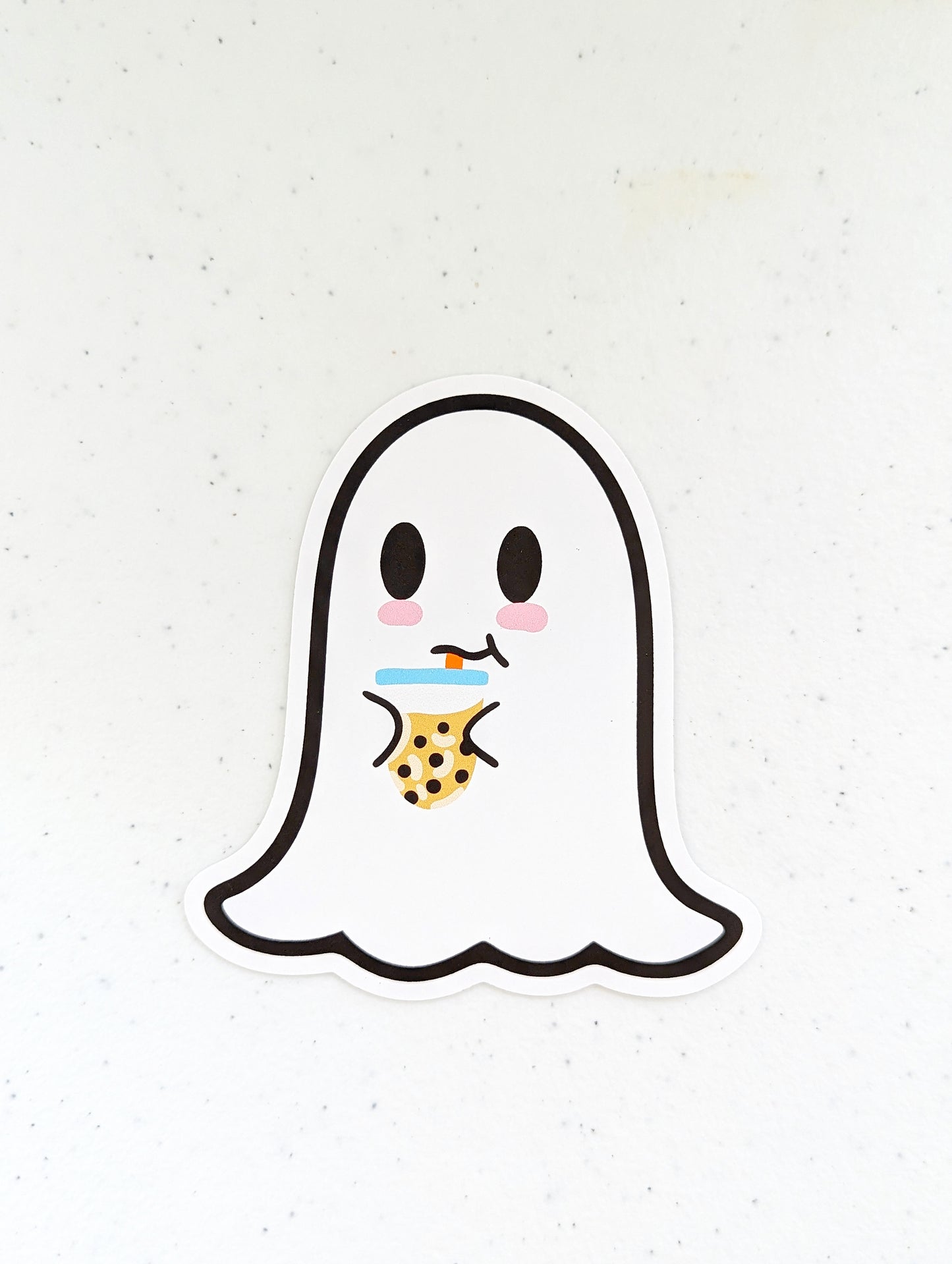 Ghost Drinking Boba Tea Sticker
