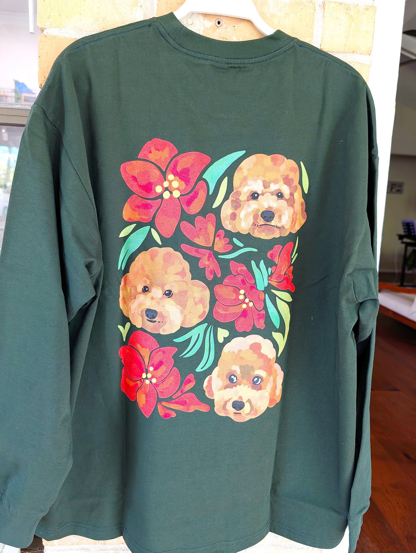 Custom Pet Portrait Winter Sweatshirt and Long Sleeve T-Shirt