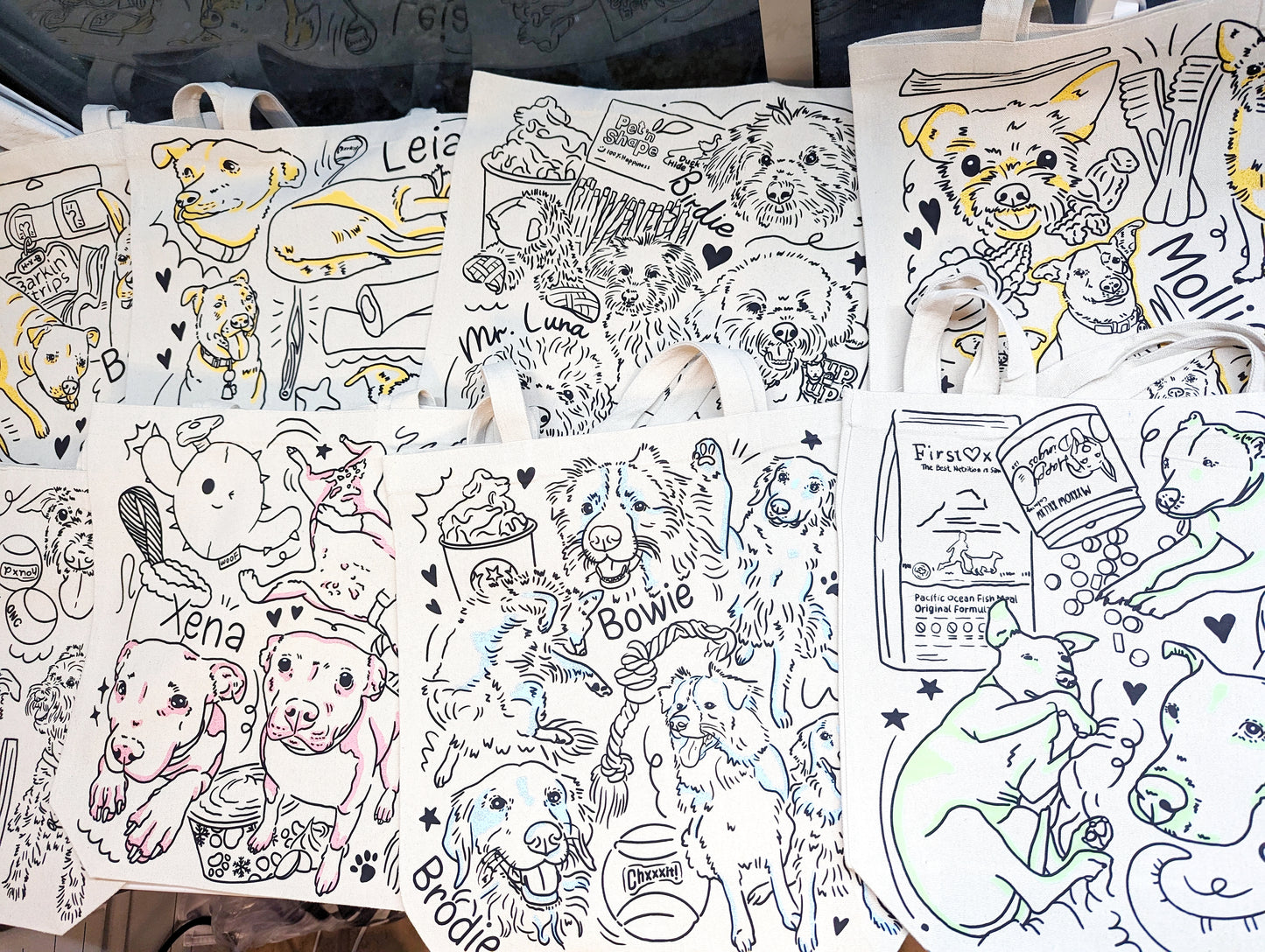 Custom Pet Tote Bag – Hand-Drawn Pet Illustration