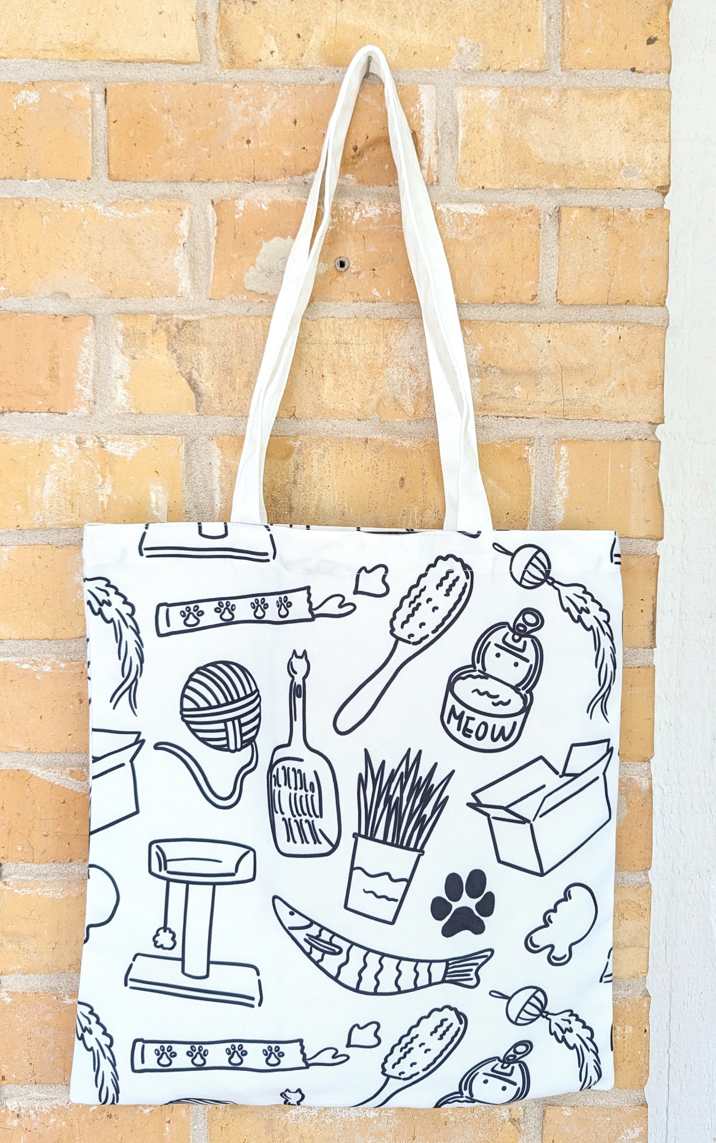 Pet Lover Pattern Tote Bag – Illustrated Dog & Cat Everyday Essentials