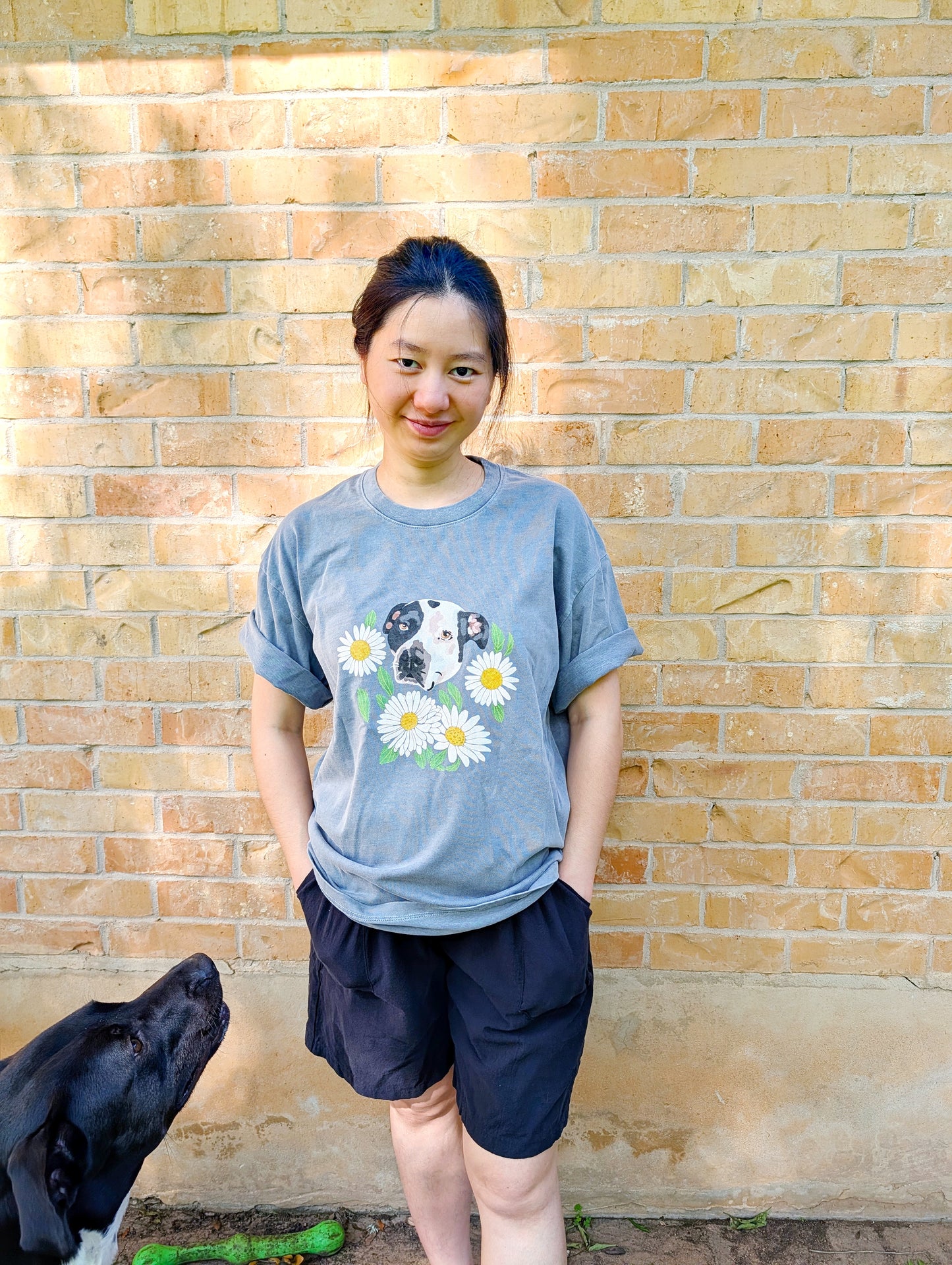 Custom pet portrait Summer florals T- shirt