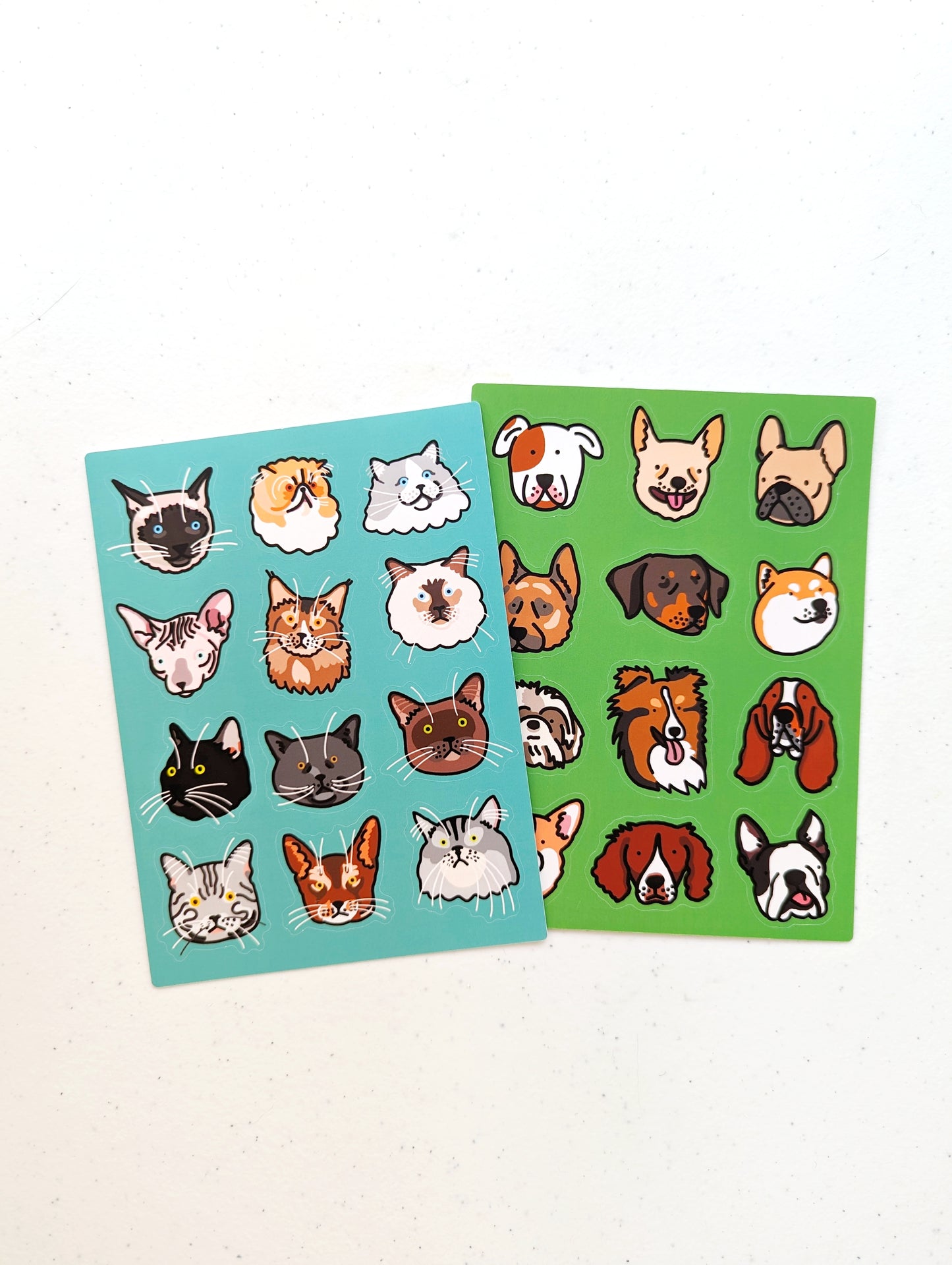 Cat & Dog Cute Face Sticker Sheets
