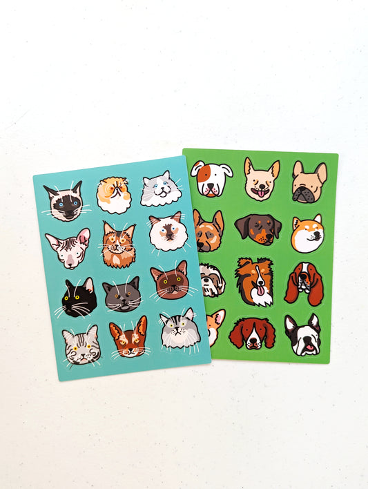 Cat & Dog Cute Face Sticker Sheets