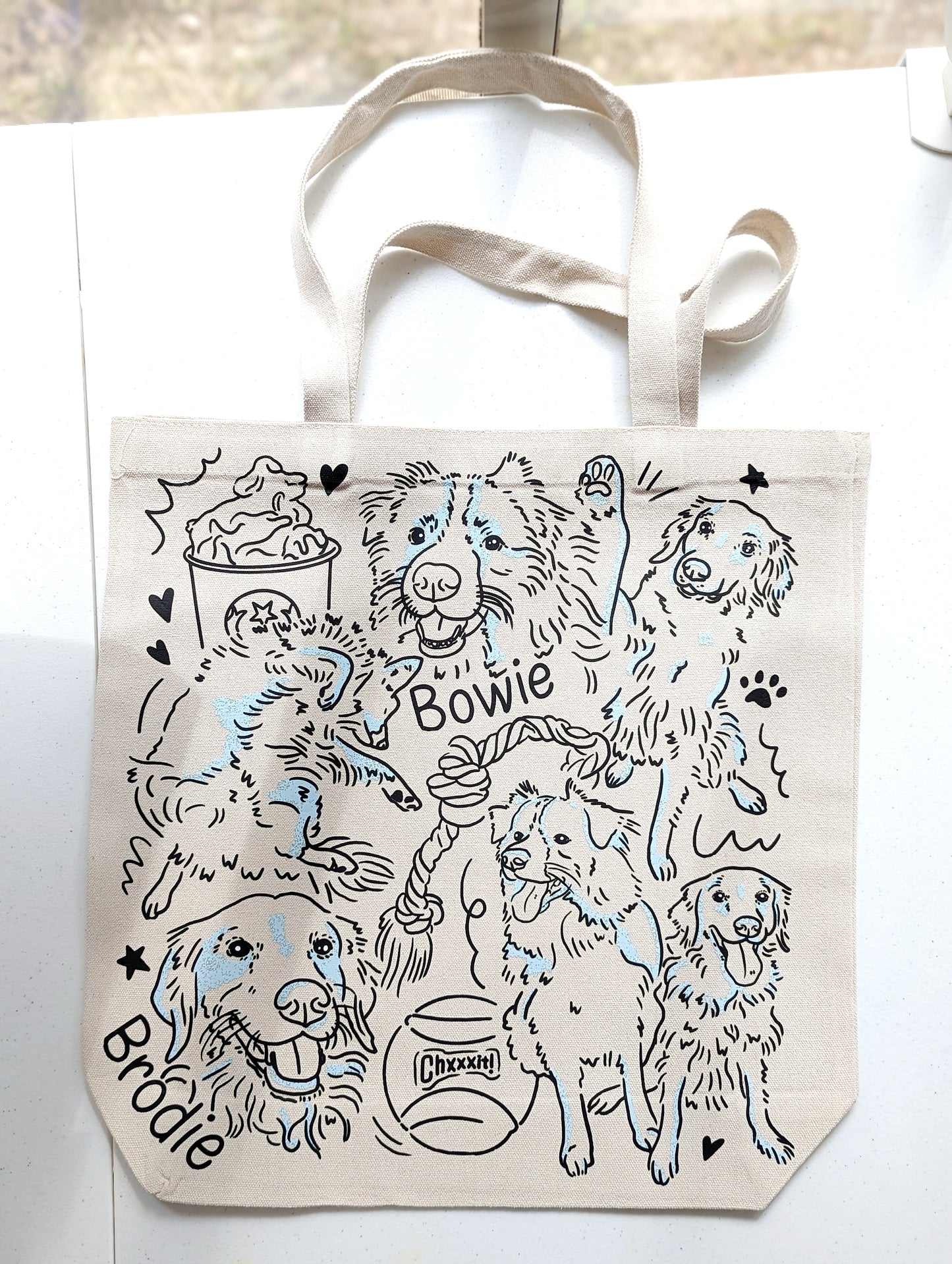 Custom Pet Tote Bag – Hand-Drawn Pet Illustration