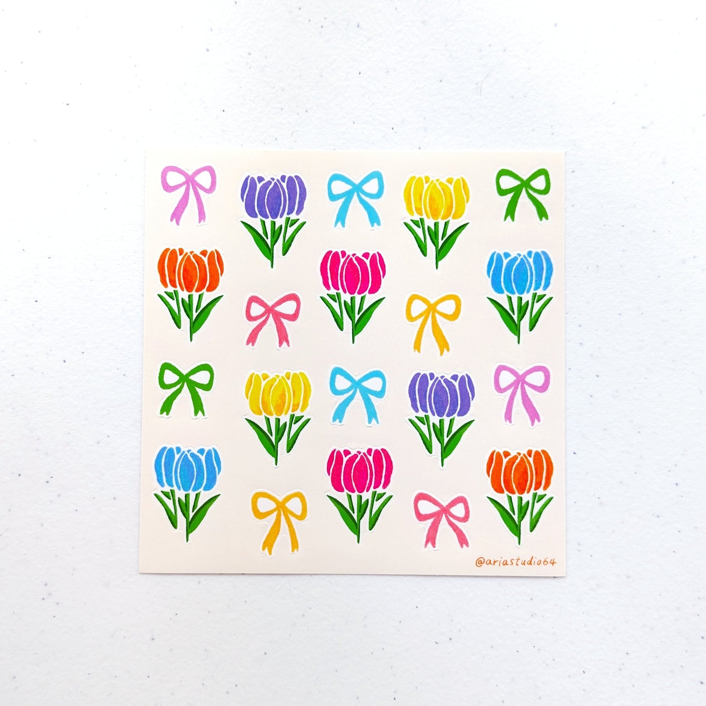 Tulips and Bows Sticker Sheet