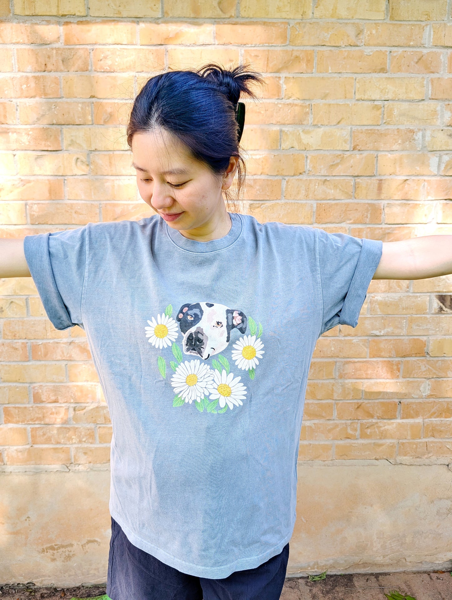 Custom pet portrait Summer florals T- shirt